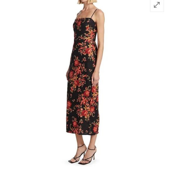 Reformation Frankie Linen in Admire Black Red Floral 2 NEW $248 - Picture 7 of 11